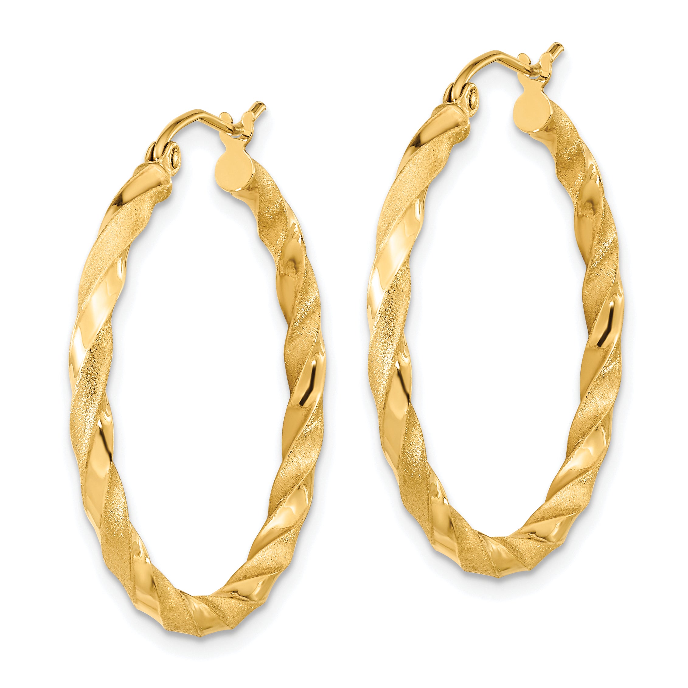 10k Polished & Satin Twisted Hoop Earrings Secondary image