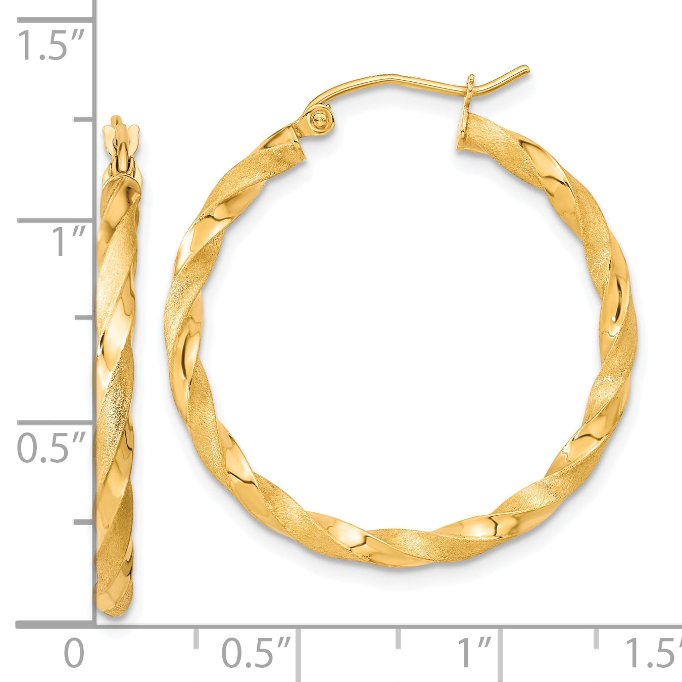 10k Polished & Satin Twisted Hoop Earrings