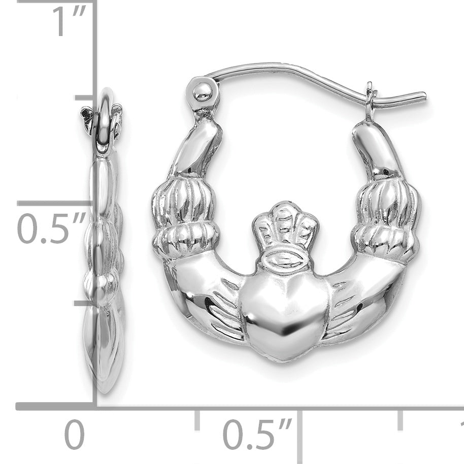 10k White Gold Claddagh Hoop Earrings Secondary image