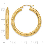10k Diamond-cut 4mm Round Hoop Earrings