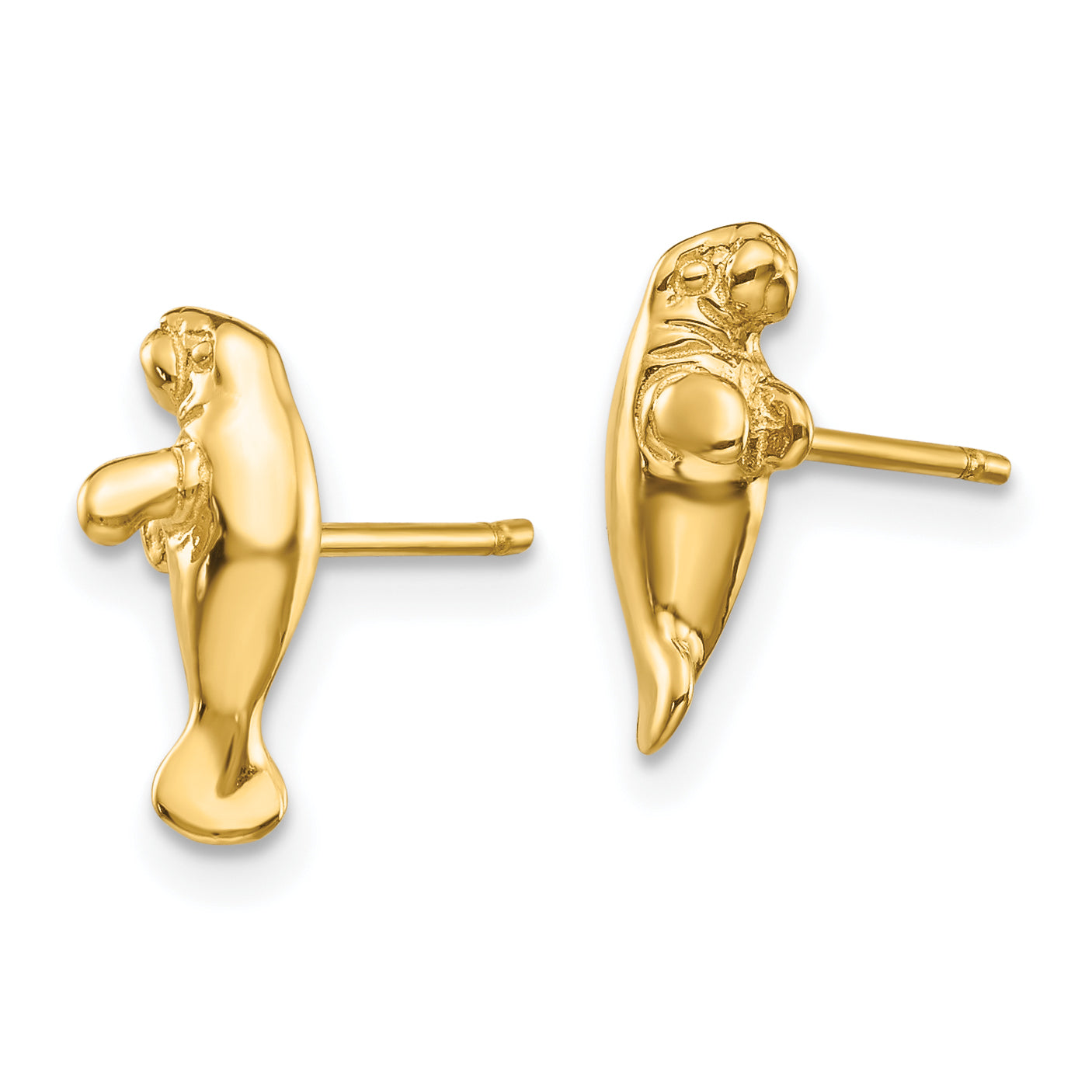 10k Mini Manatee Post Earrings Secondary image