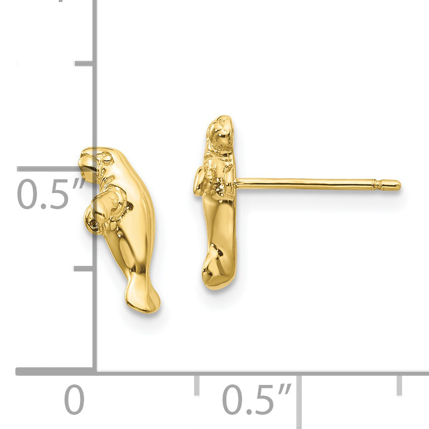10k Mini Manatee Post Earrings
