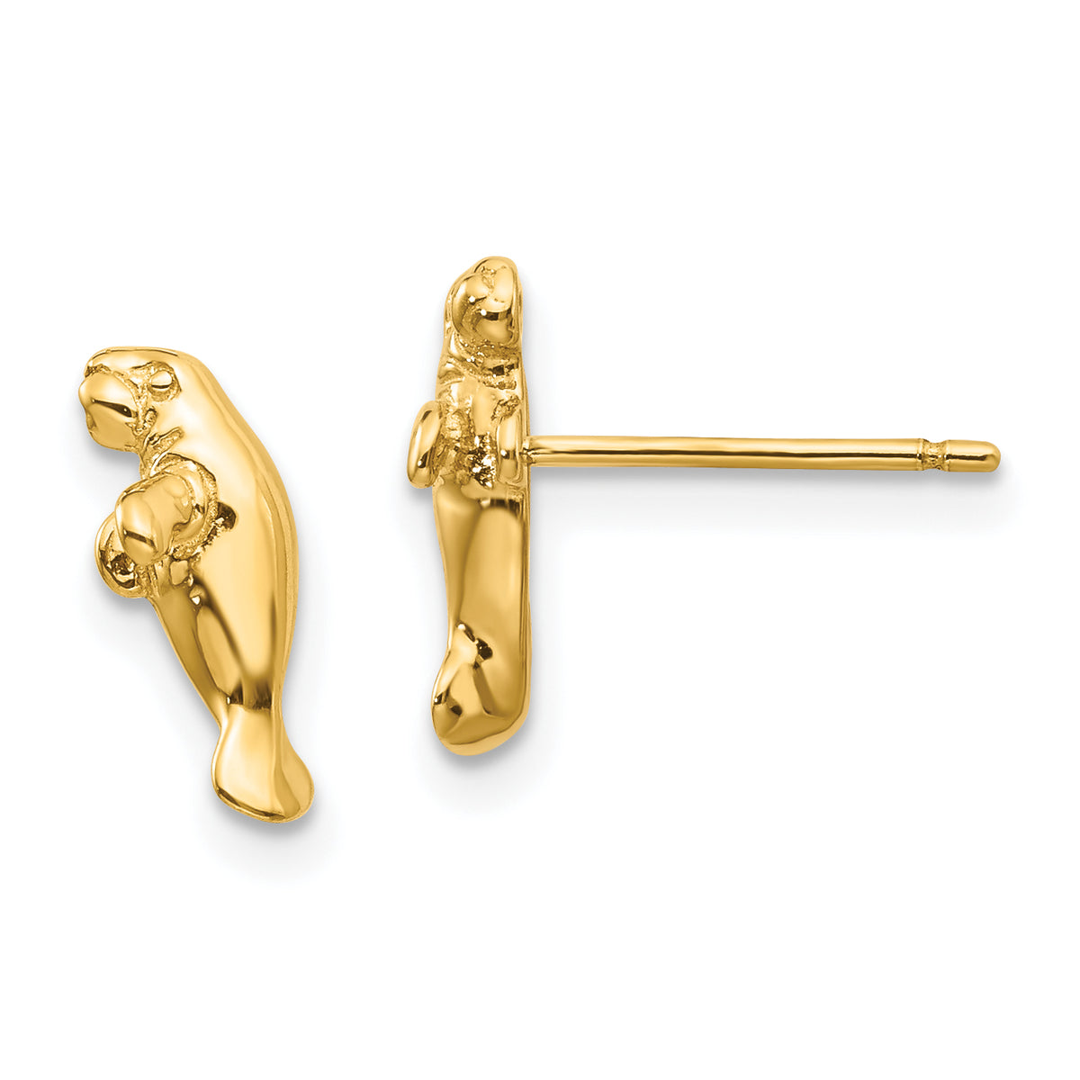 10k Mini Manatee Post Earrings