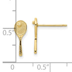 10K Mini Tennis Racquet w/Ball Post Earrings
