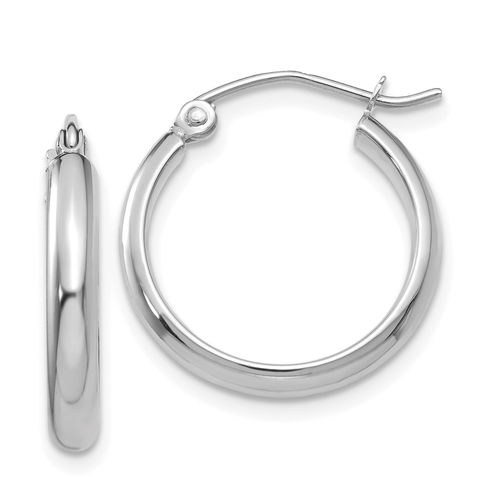 10k White Gold Polished Hoop Earring Main image
