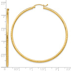 10k Diamond-cut 2mm Round Tube Hoop Earrings