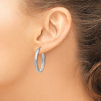10k White Gold Polished 3.5mm Oval Hoop Earrings