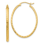10k Lightweight Diamond-cut Oval Hoop Earrings