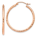 10K Rose Gold Diamond-cut Polished Hoop Earrings
