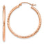 10K Rose Gold Diamond-cut Polished Hoop Earrings