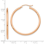 10k Rose Gold Polished 2mm Lightweight Tube Hoop Earrings