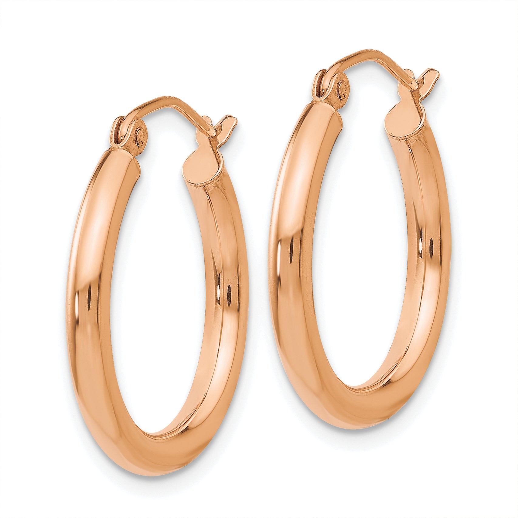 10k Rose Gold Polished 2.5mm Lightweight Tube Hoop Earrings Secondary image