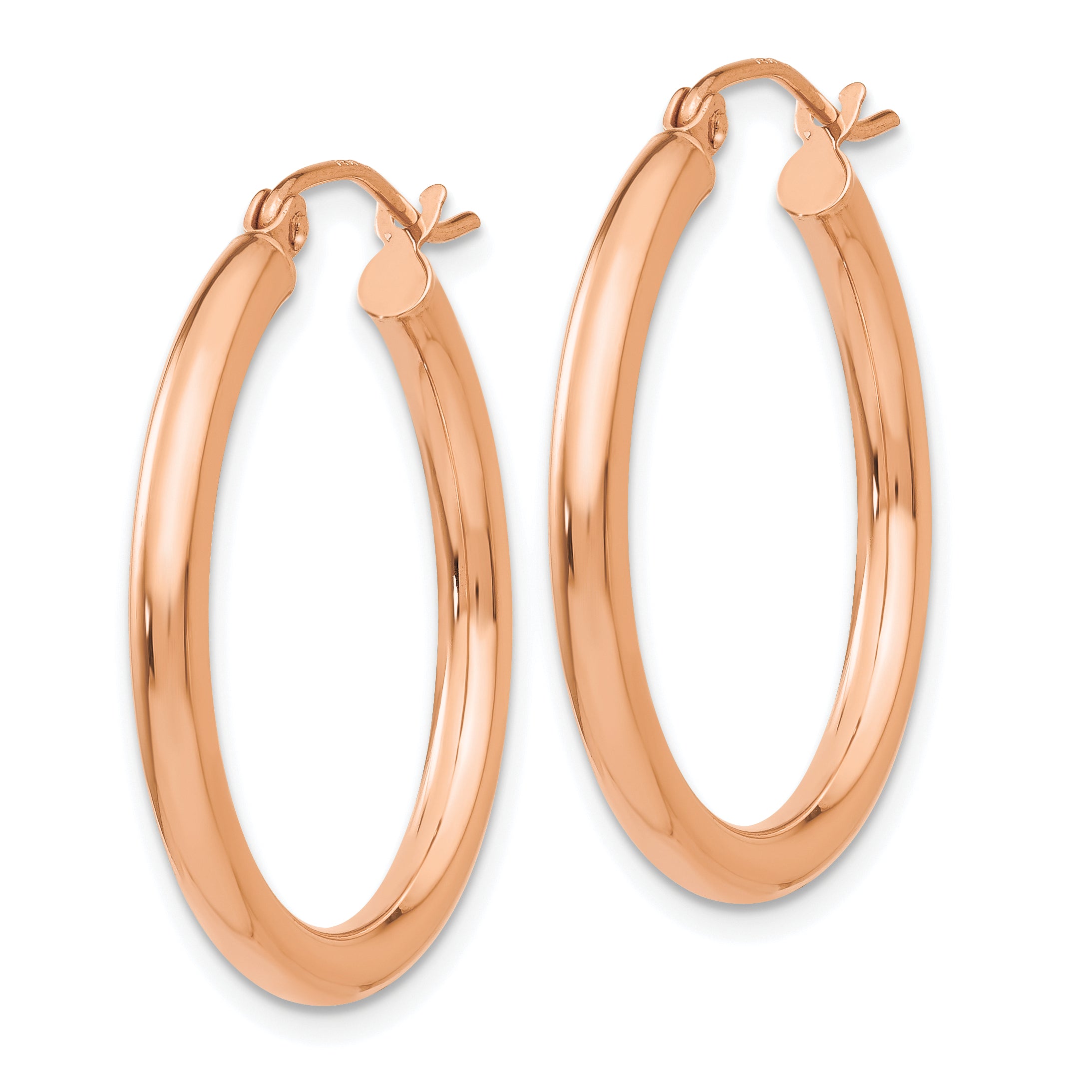 10k Rose Gold Polished 2.5mm Lightweight Tube Hoop Earrings Secondary image