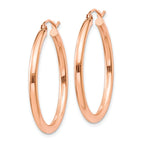 10k Rose Gold Polished 2.5mm Lightweight Tube Hoop Earrings
