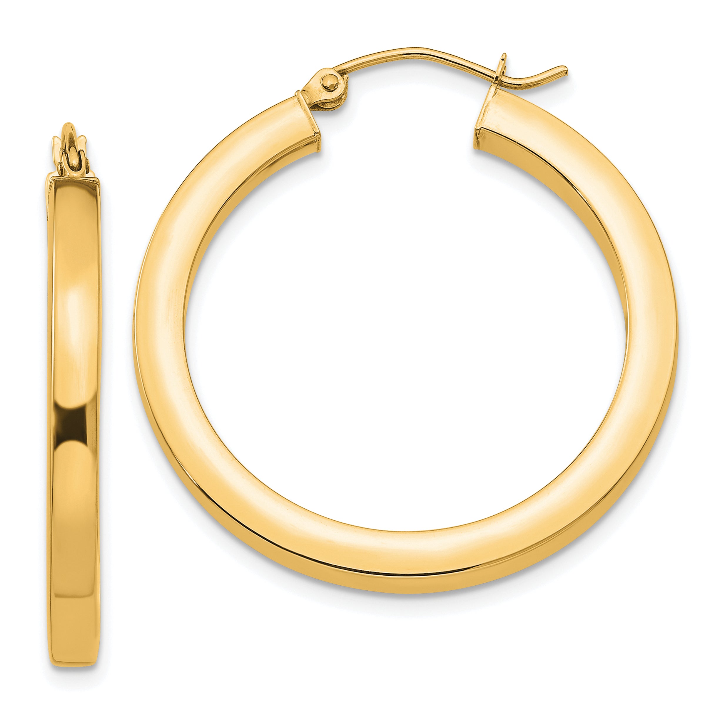 10k 3mm Polished Square Hoop Earrings Main image