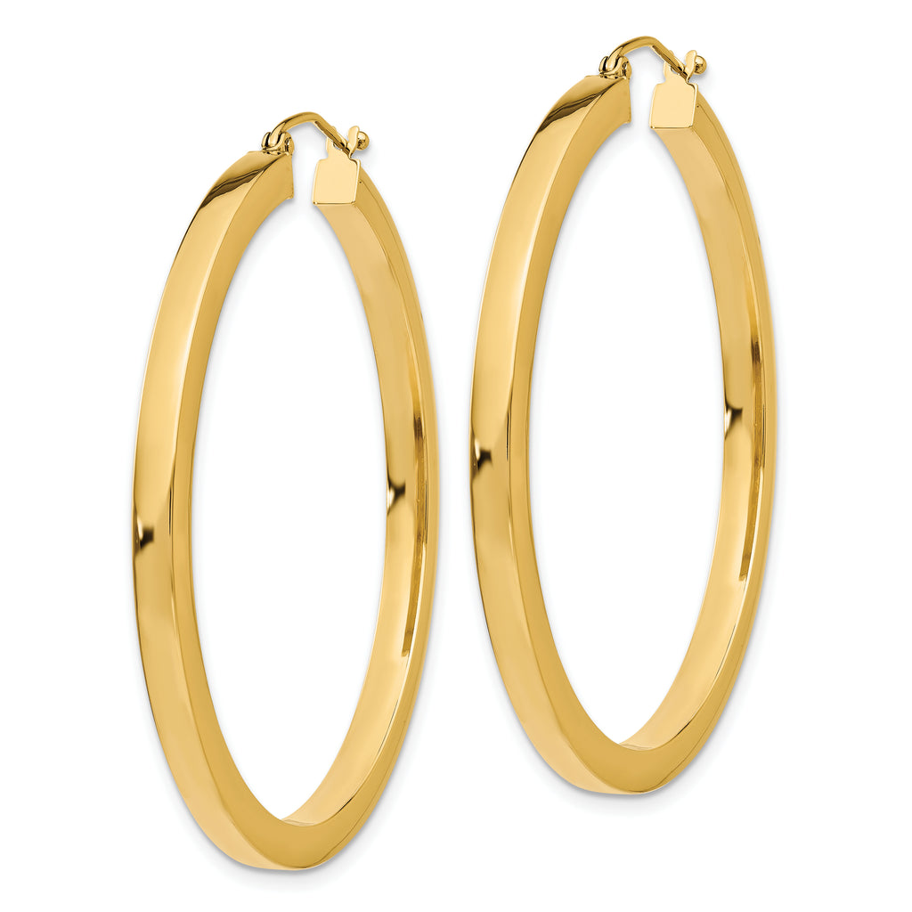 10k 3mm Polished Square Hoop Earrings