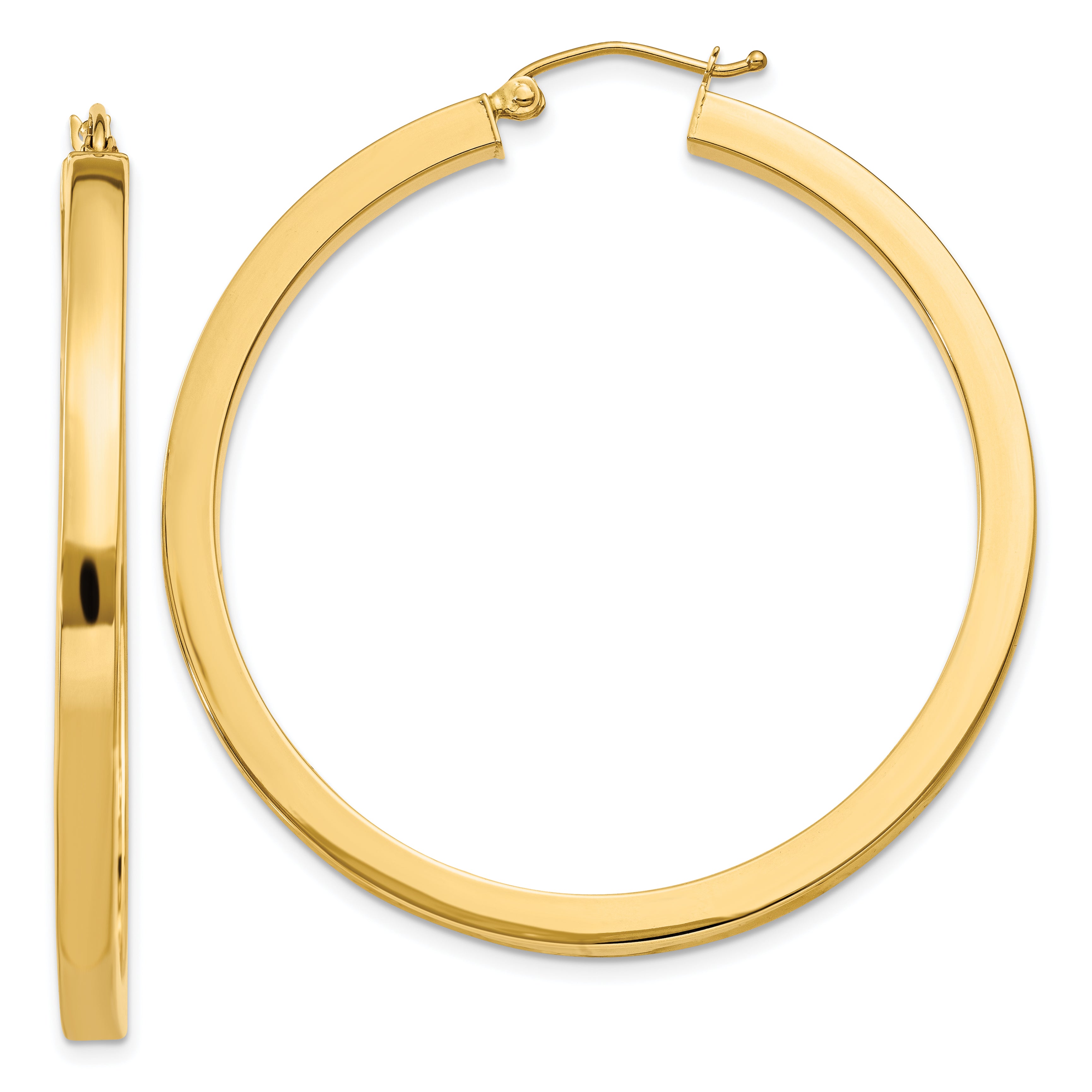 10k 3mm Polished Square Hoop Earrings Main image