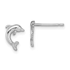 10K White Gold Mini Jumping Dolphin Post Earrings