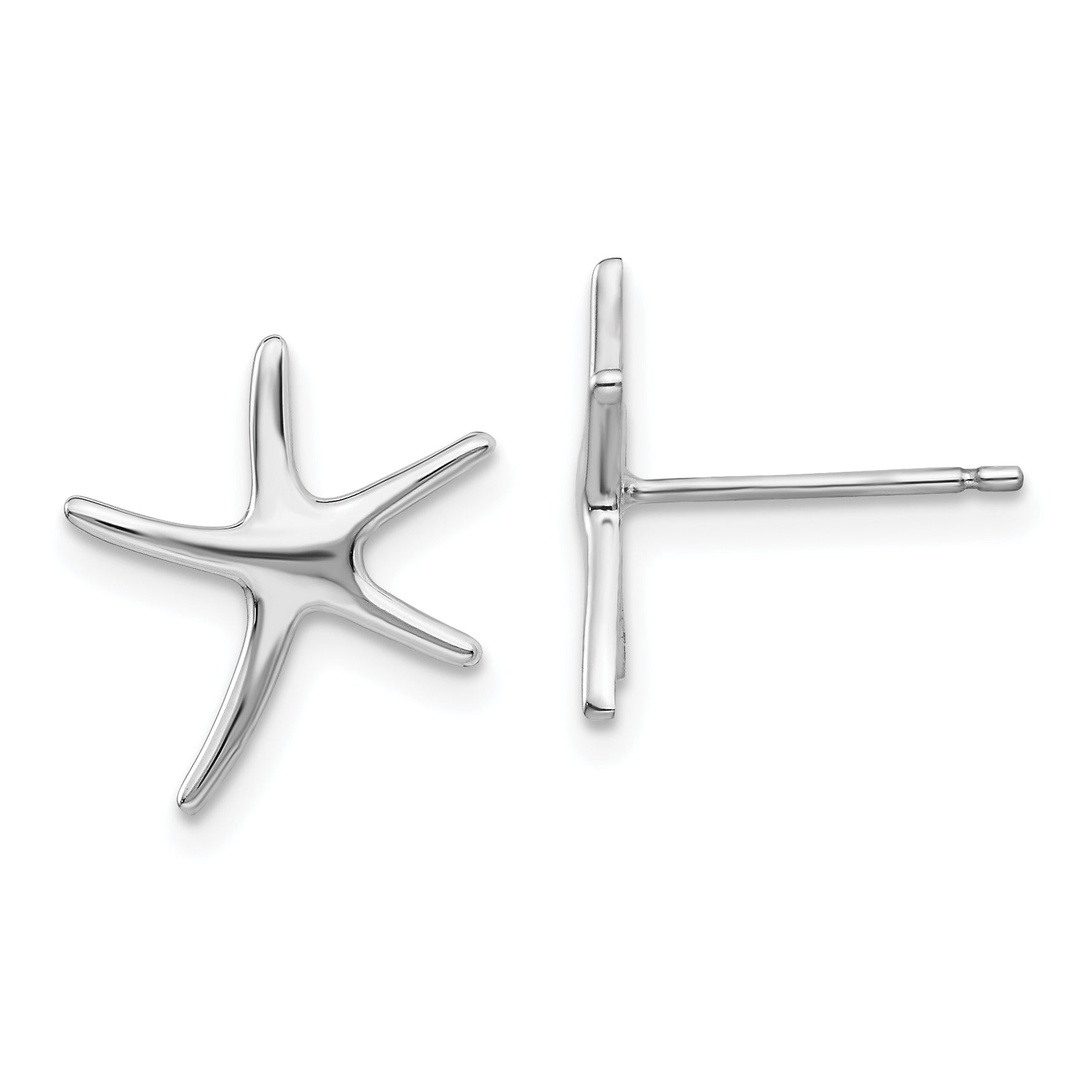 10K White Gold Polished Mini Starfish Earrings Main image