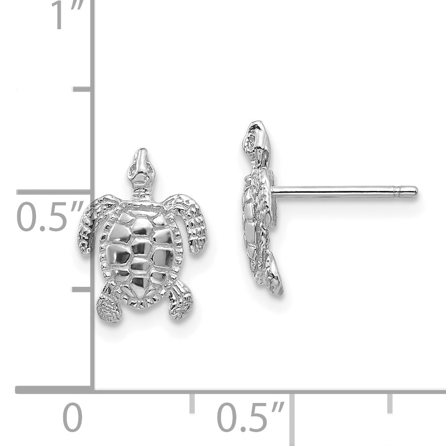 10k White Gold Turtle Post Earrings Secondary image