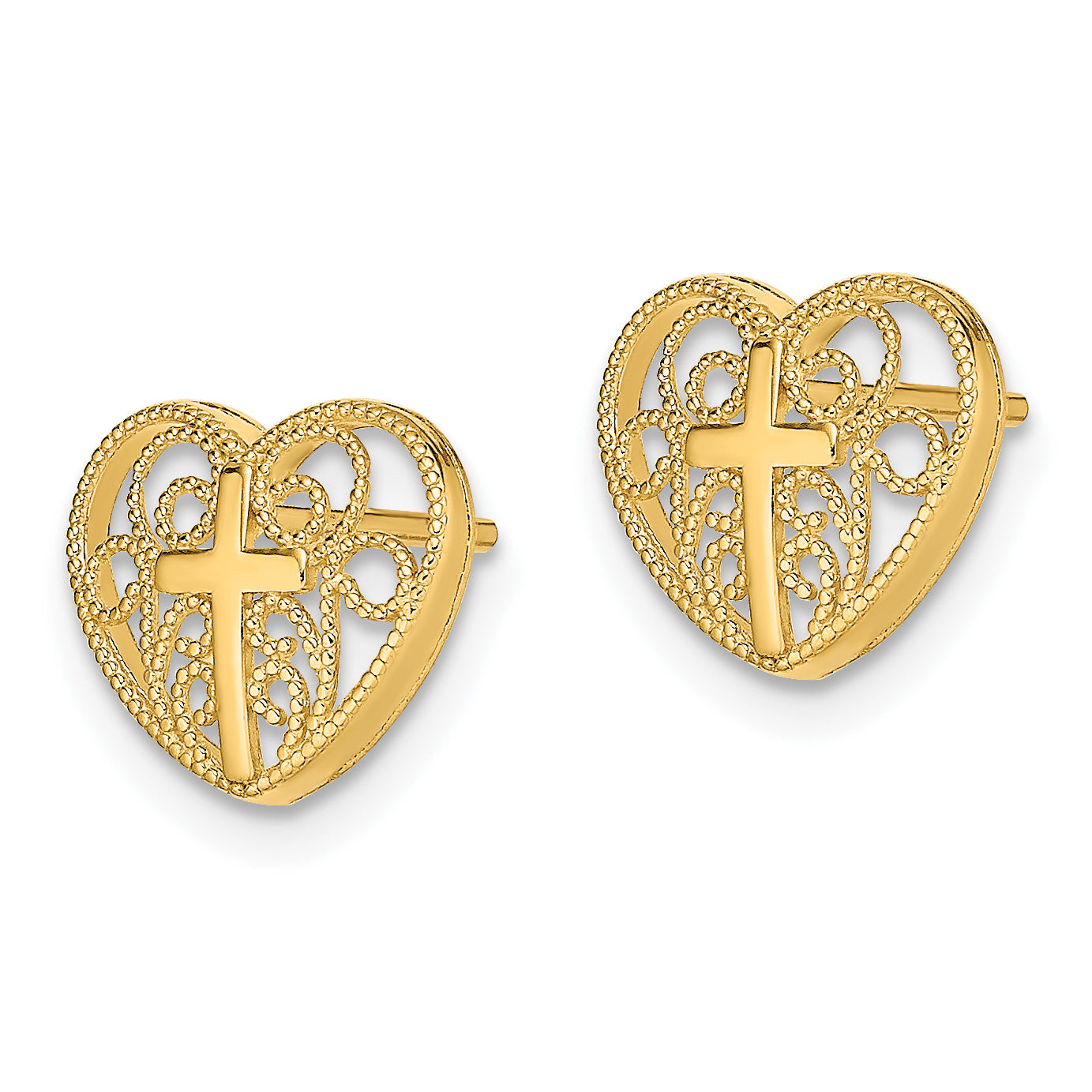 10k Heart w/Cross Post Earrings Secondary image