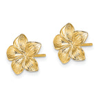 10K Plumeria Flower Post Earrings
