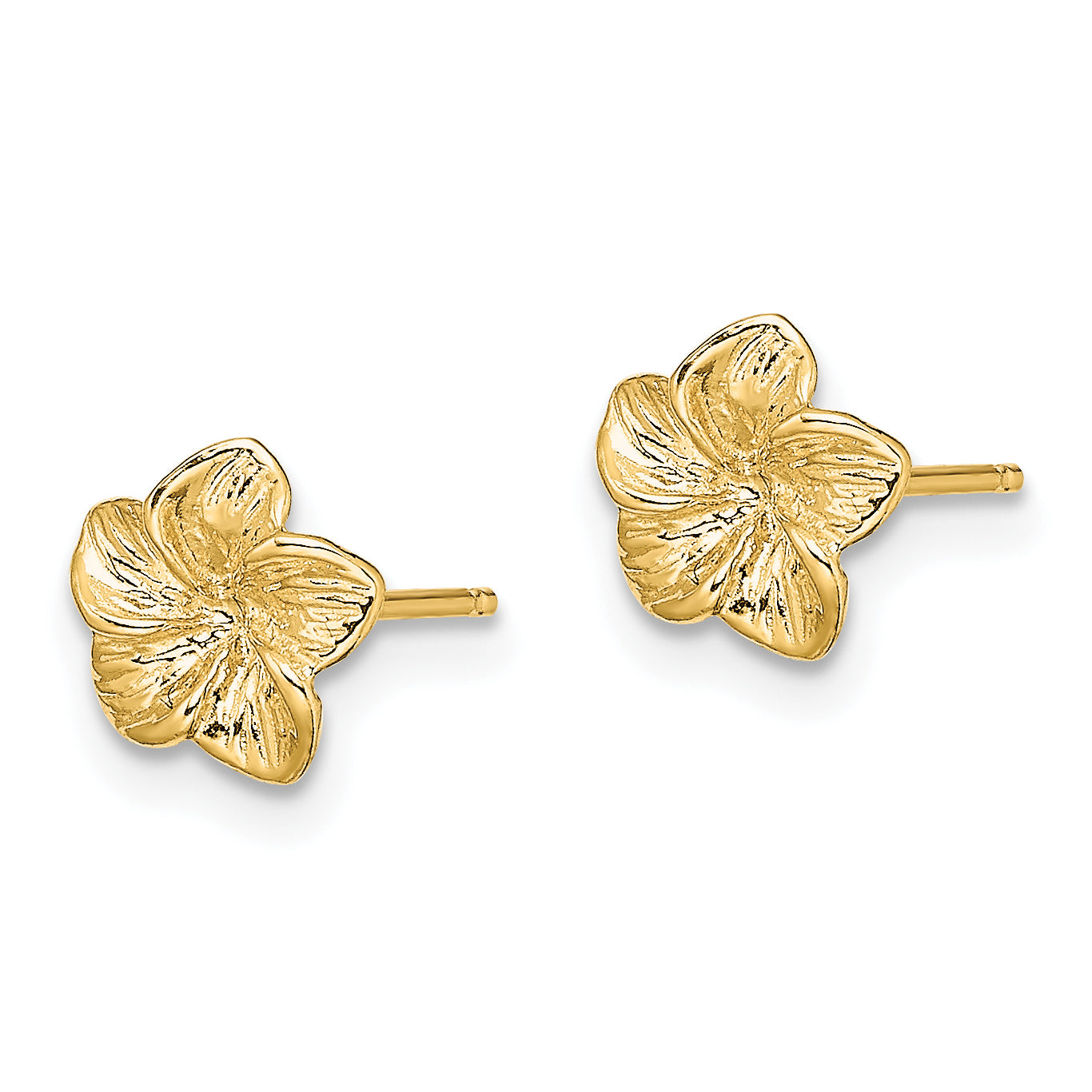 10k Plumeria Flower Post Earrings Secondary image