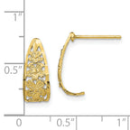 10K D/C Flower J-Hoop Post Earrings