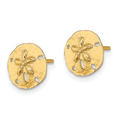 10K Polished Mini Sand Dollar Post Earrings