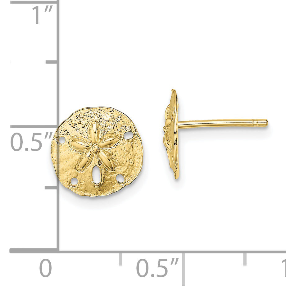 10K Polished Mini Sand Dollar Post Earrings
