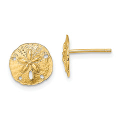 10K Polished Mini Sand Dollar Post Earrings