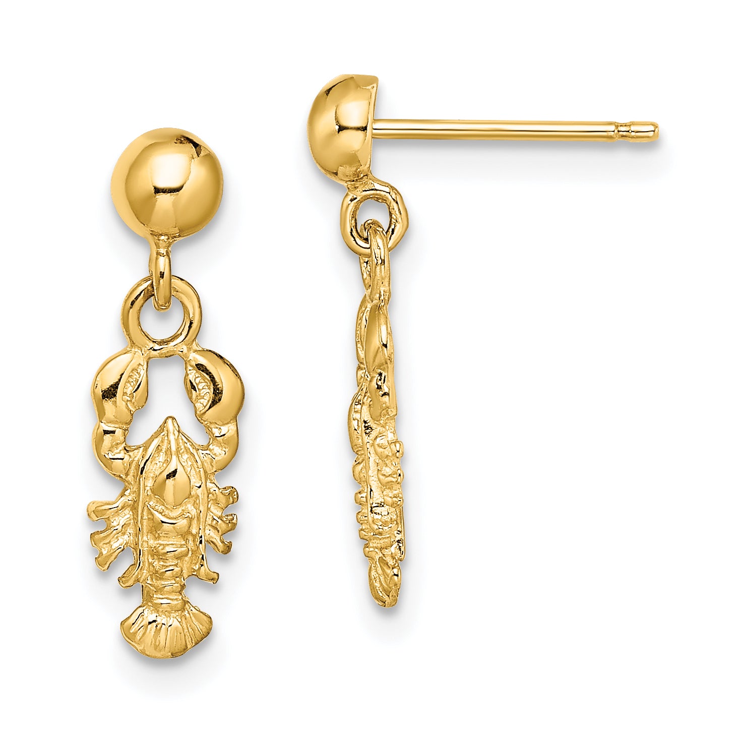 10K Lobster Post Dangle Earrings