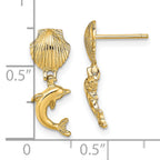 10k Dolphin Dangle From Mini Scallop Earrings