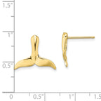 10K 2-D Whale Tail Post Earrings