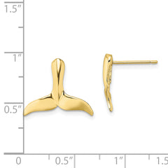10K 2-D Whale Tail Post Earrings