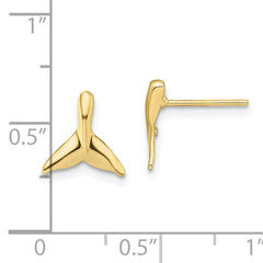 10K Mini Whale Tail Post Earrings