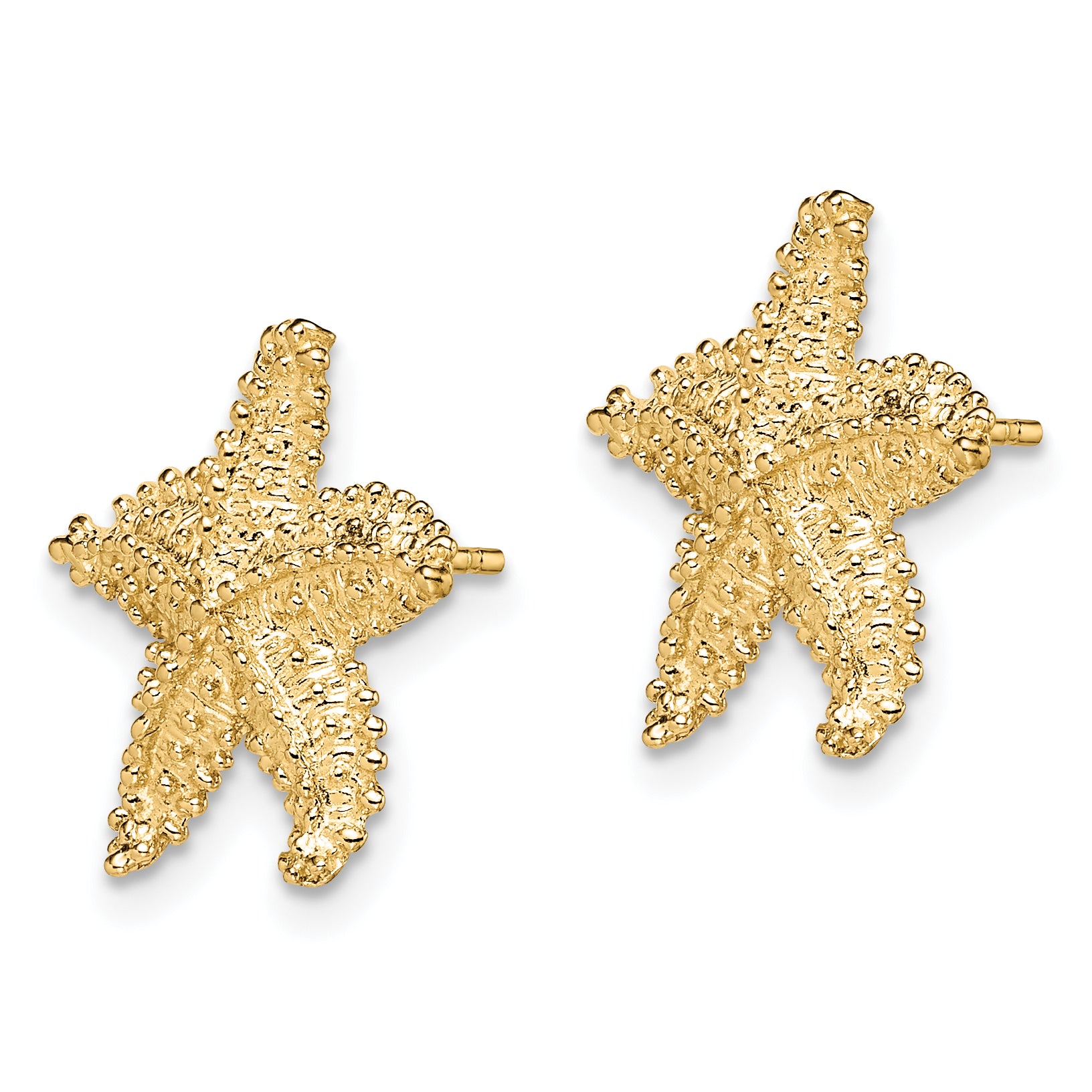 10K Textured Beaded Starfish Post Earrings Secondary image