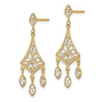 10K w/Rhodium Filigree Chandelier Dangle Earrings