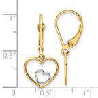10k w/Rhodium Heart in Heart Leverback Dangle Earrings