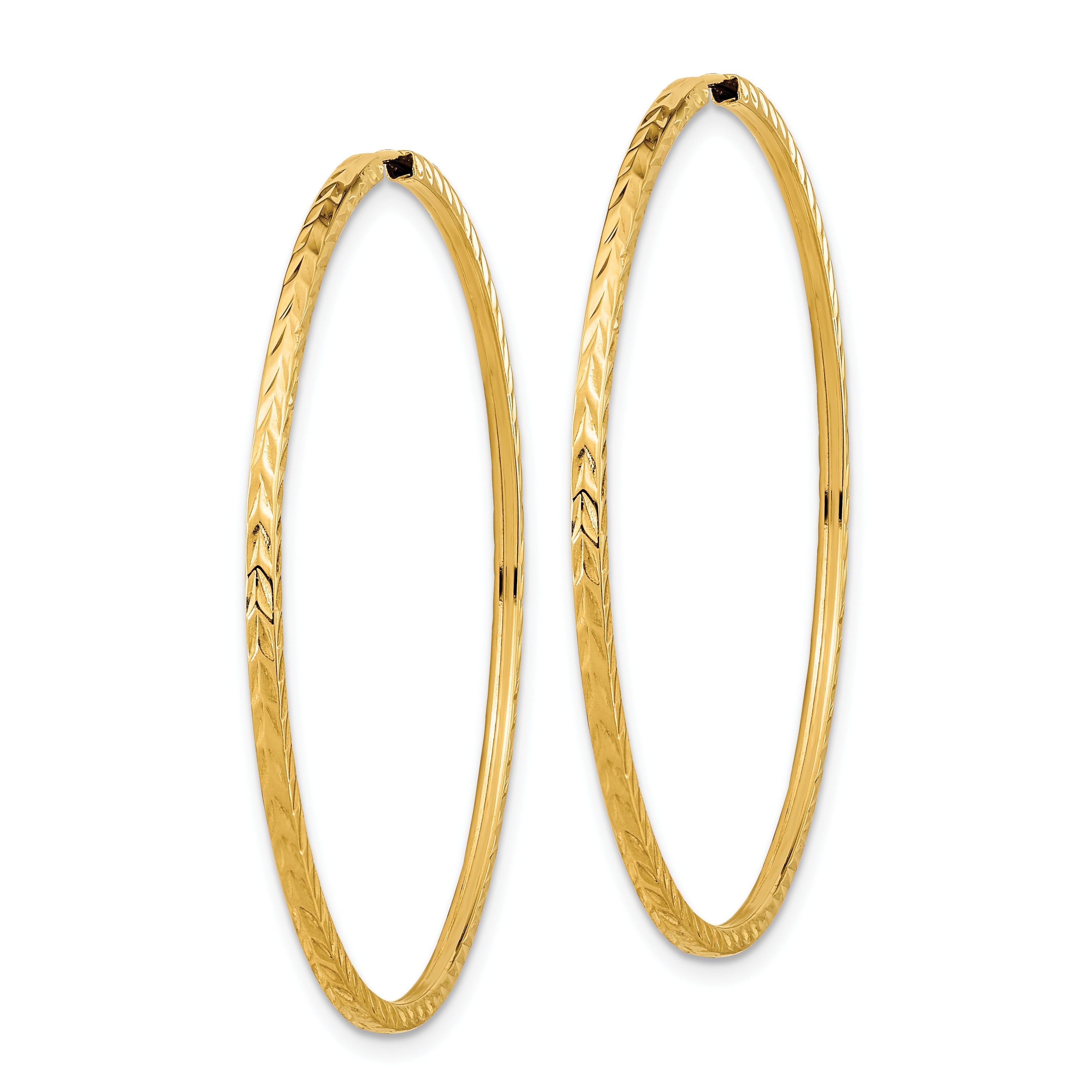 10k Diamond-cut Square Tube Endless Hoop Earrings Secondary image