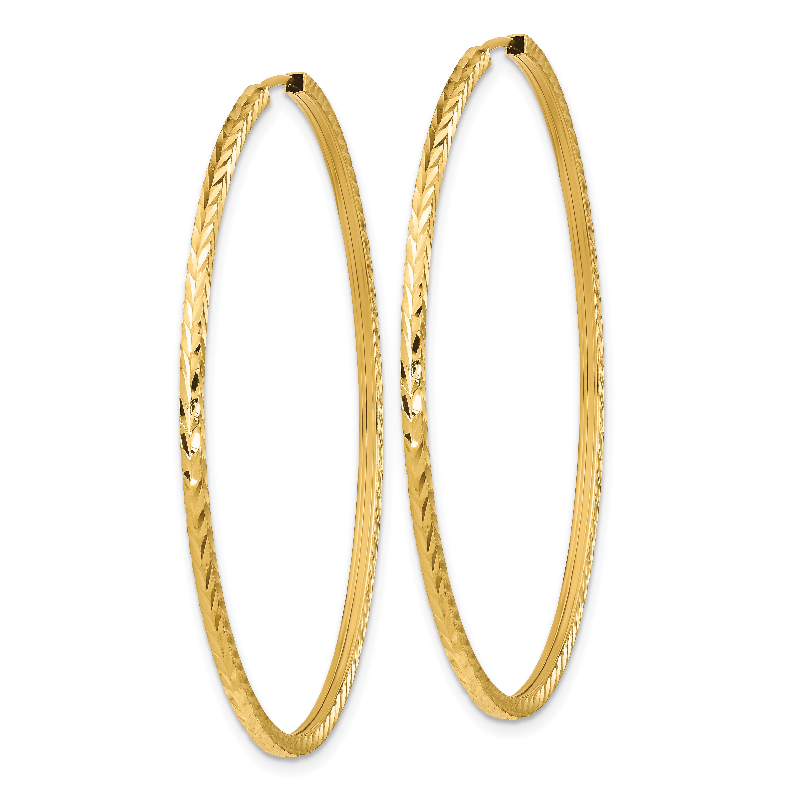 10k Diamond-cut Square Tube Endless Hoop Earrings Secondary image