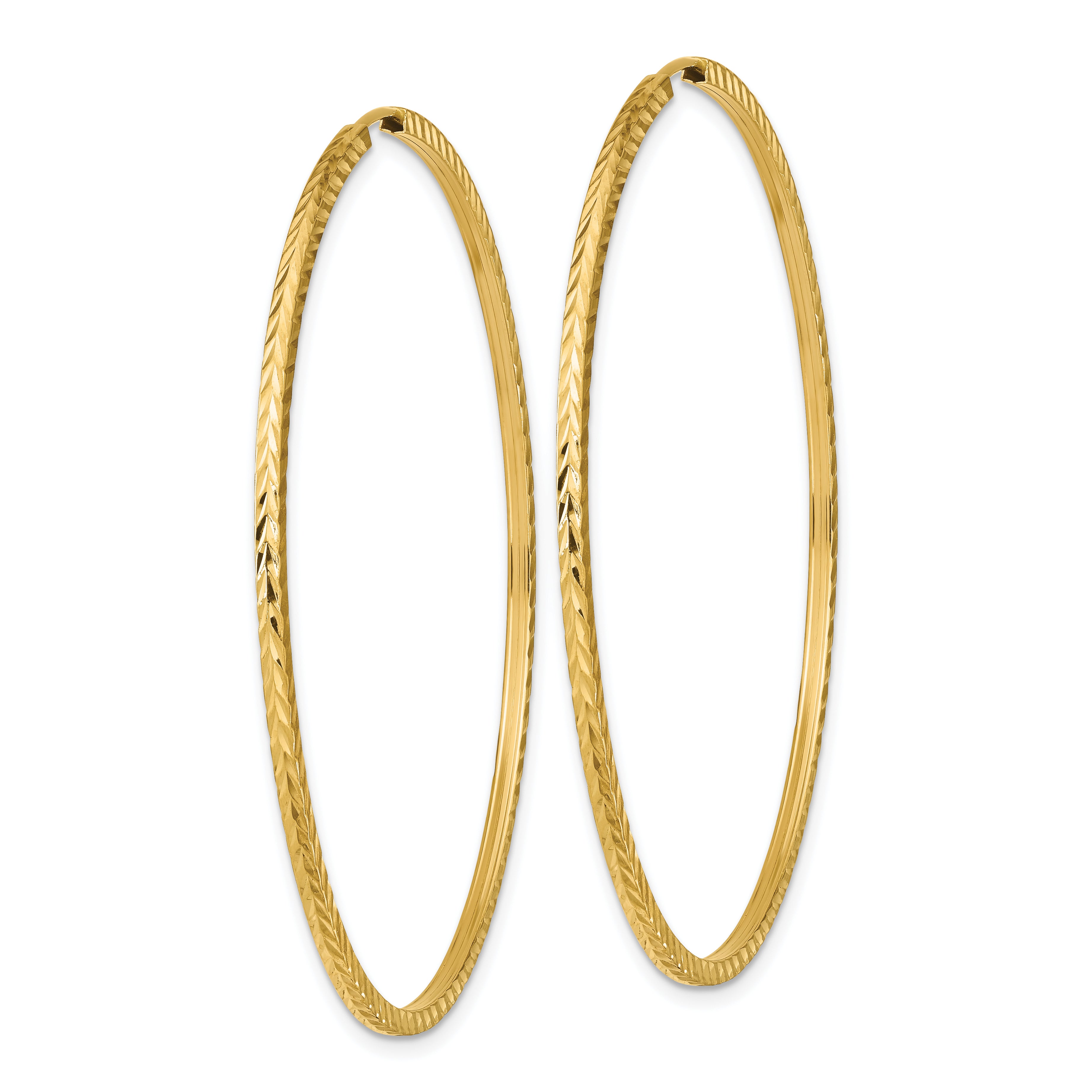 10k Diamond-cut Square Tube Endless Hoop Earrings Secondary image