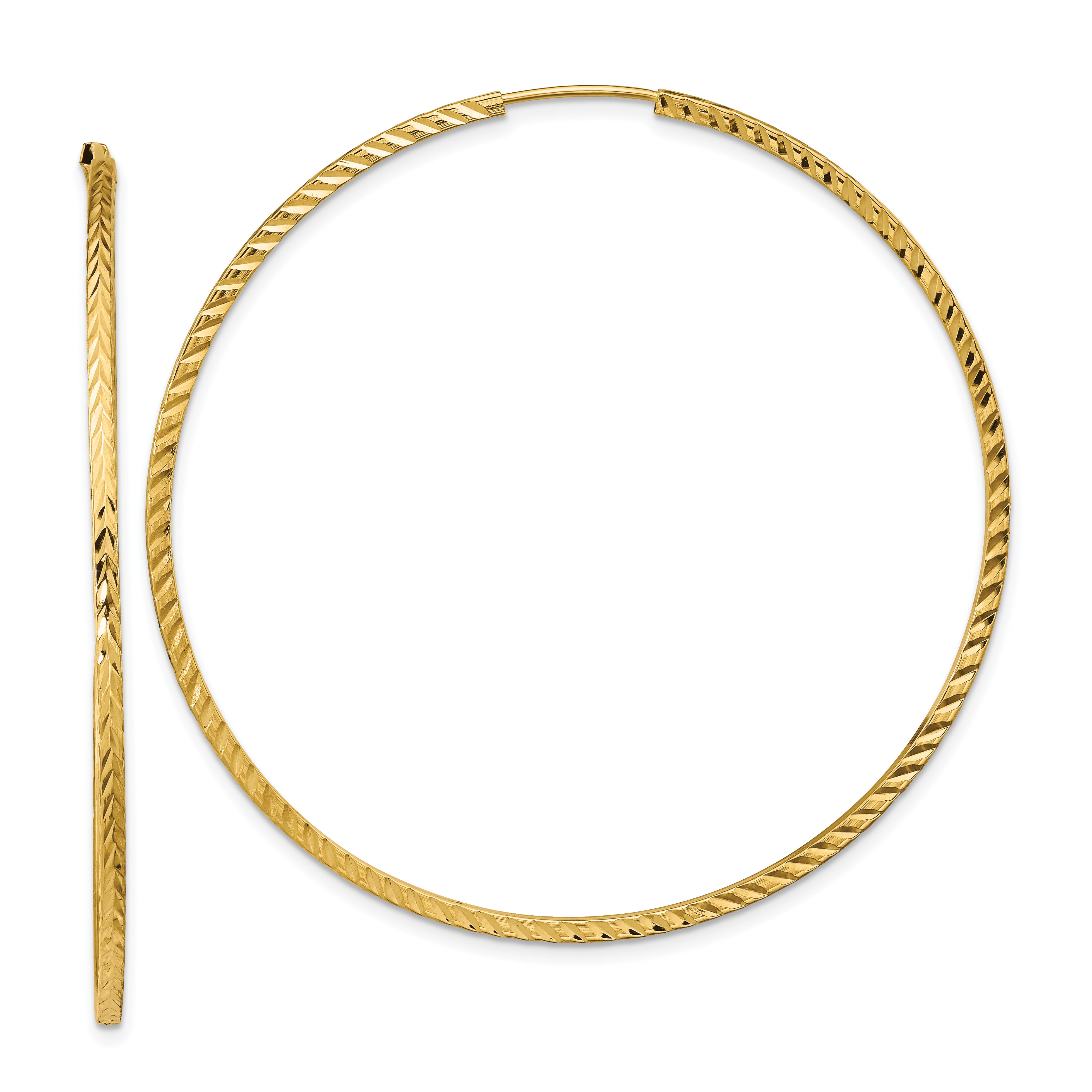 10k Diamond-cut Square Tube Endless Hoop Earrings Main image