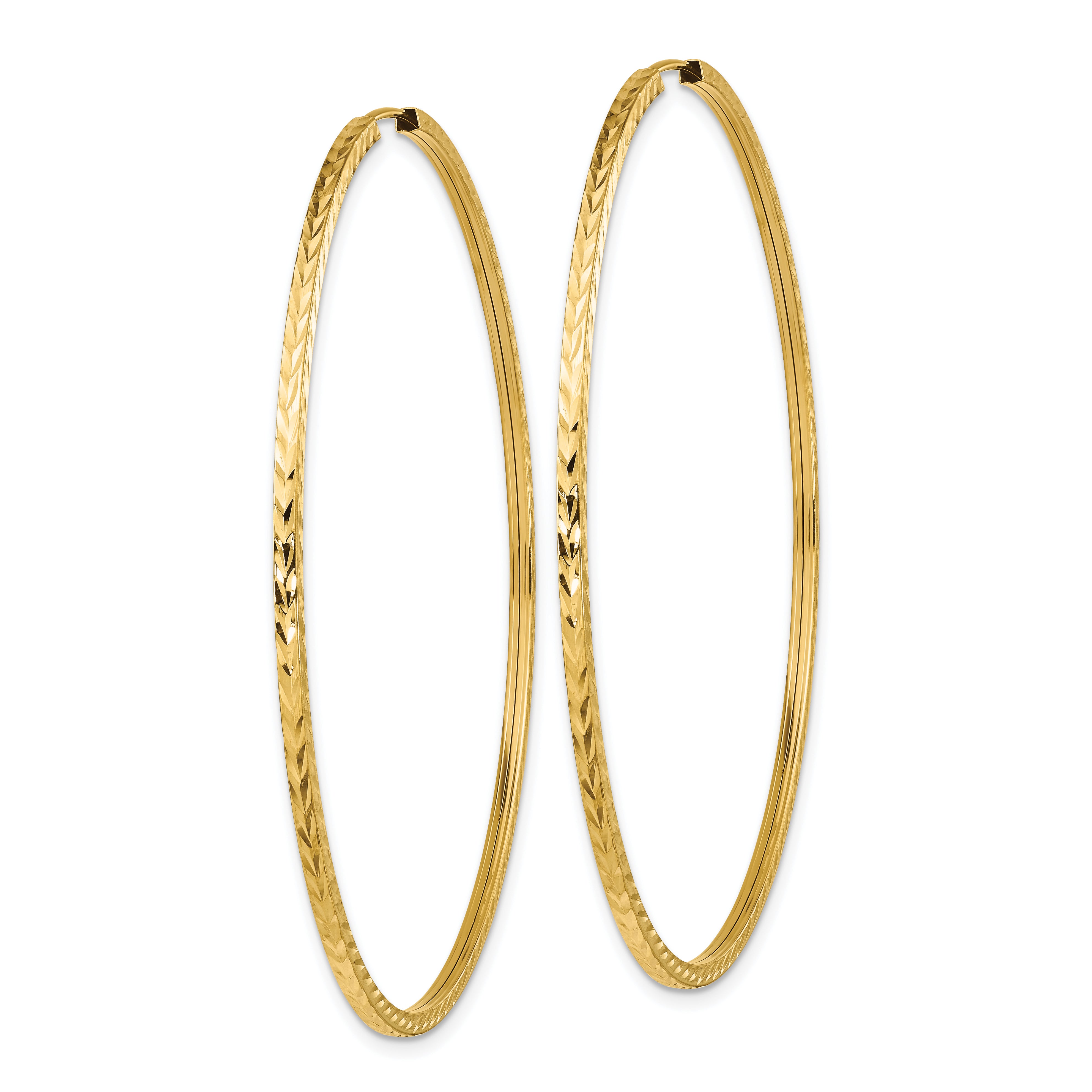 10k Diamond-cut Square Tube Endless Hoop Earrings Secondary image