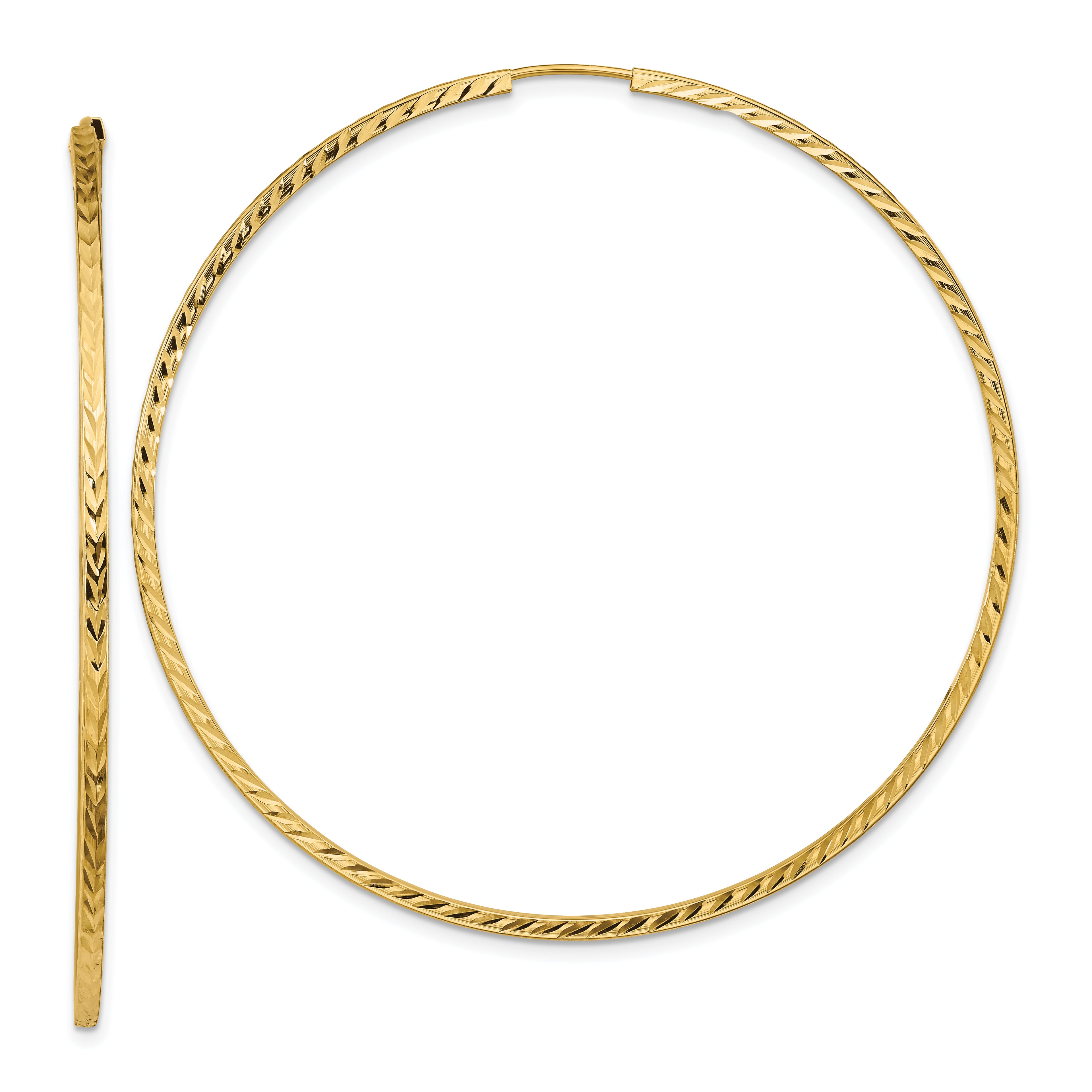 10k Diamond-cut Square Tube Endless Hoop Earrings