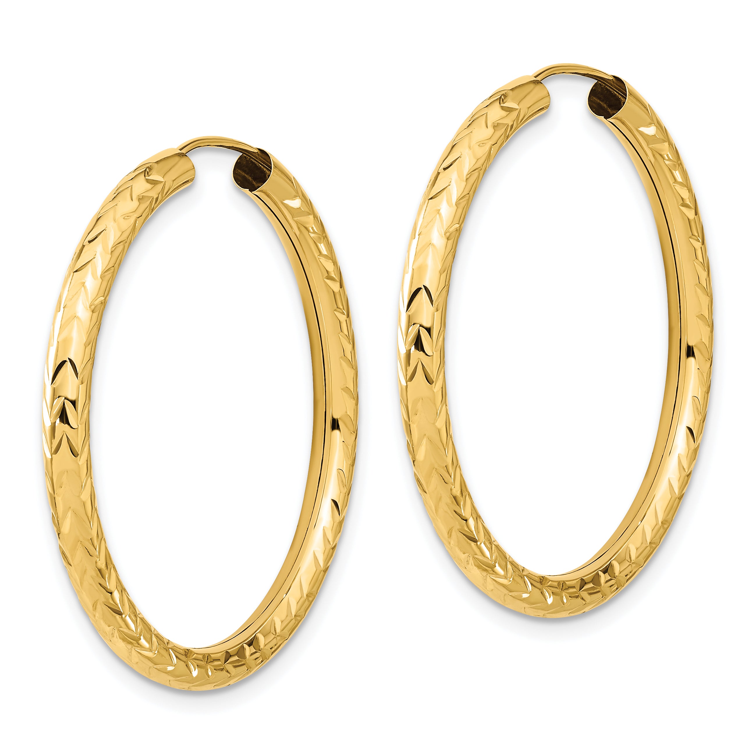 10k Polished & D/C Endless Hoop Earrings Secondary image