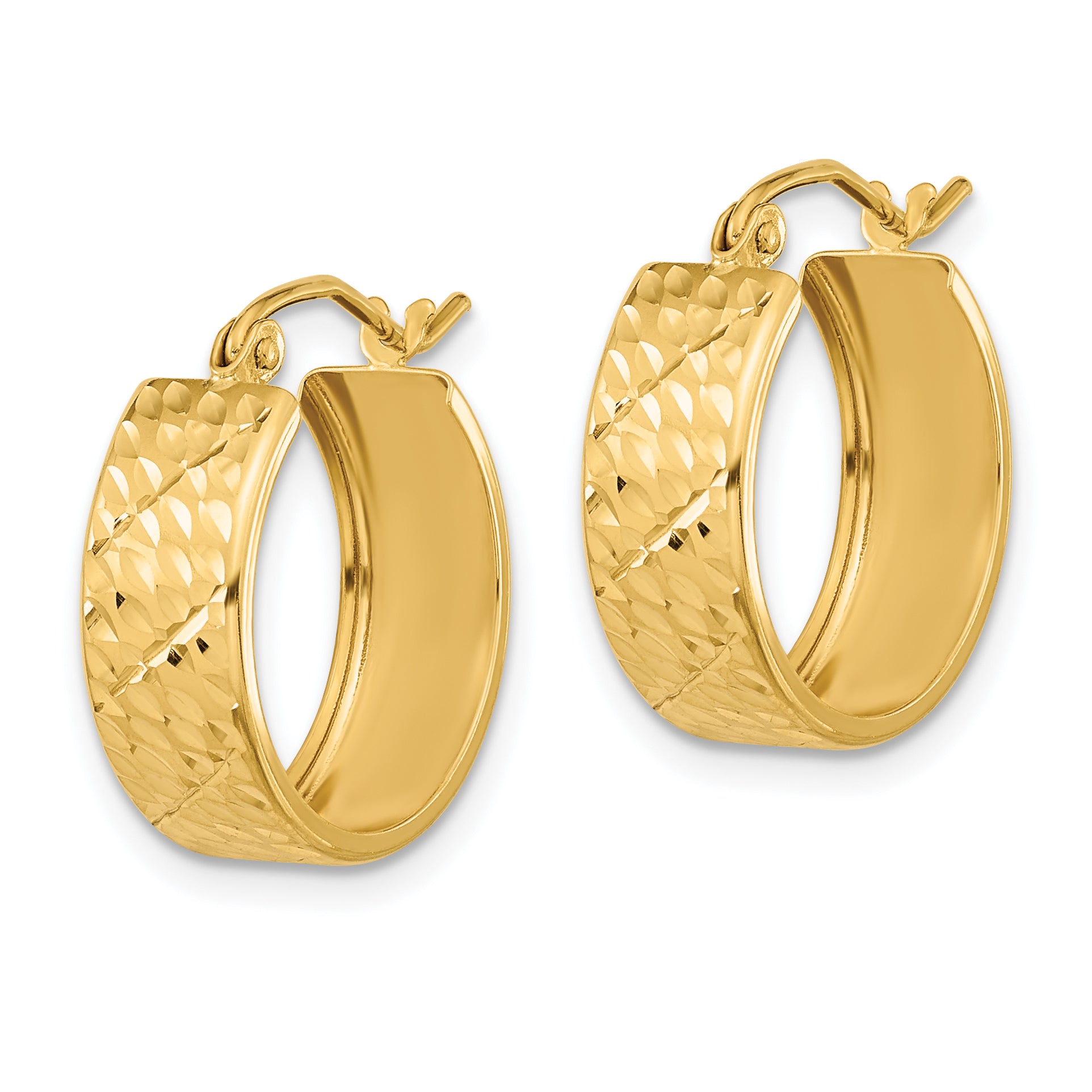 10k Diamond-cut Hoop Earrings Secondary image