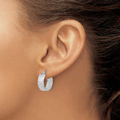 10k White Gold Diamond-cut Hoop Earrings