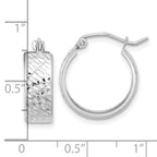 10k White Gold Diamond-cut Hoop Earrings