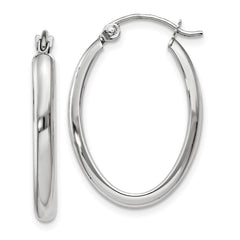 10k White Gold Polished 2.75mm Oval Tube Hoop Earrings